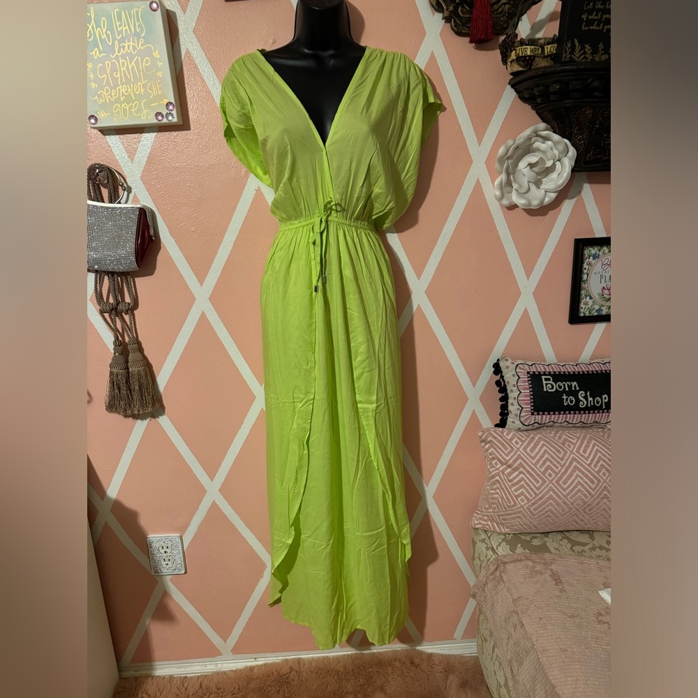 Elan Deep V Neck Cover up Maxi Dress